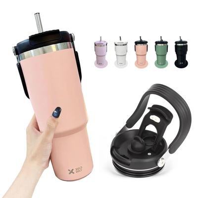900ml Becher mit großem Fassungsvermögen, mit Strohhalm und Vakuum, hält Getränke heiß oder ist perfekt für den Außenbereich, perfektes Geburtstagsgeschenk, mit rosa Deckel, auslaufsicher,