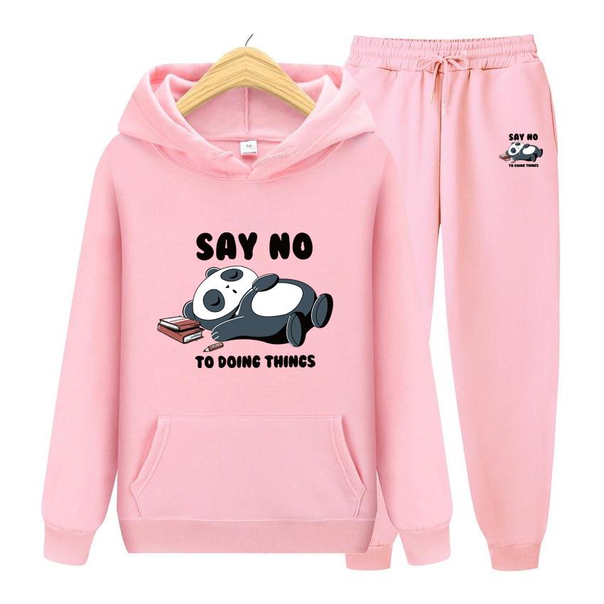 Hooded Sweatshirt Women's Hoodie Say No Men Suit Hoodie Two Pieces Set Autumn Men's Hoodie + Pants Sets