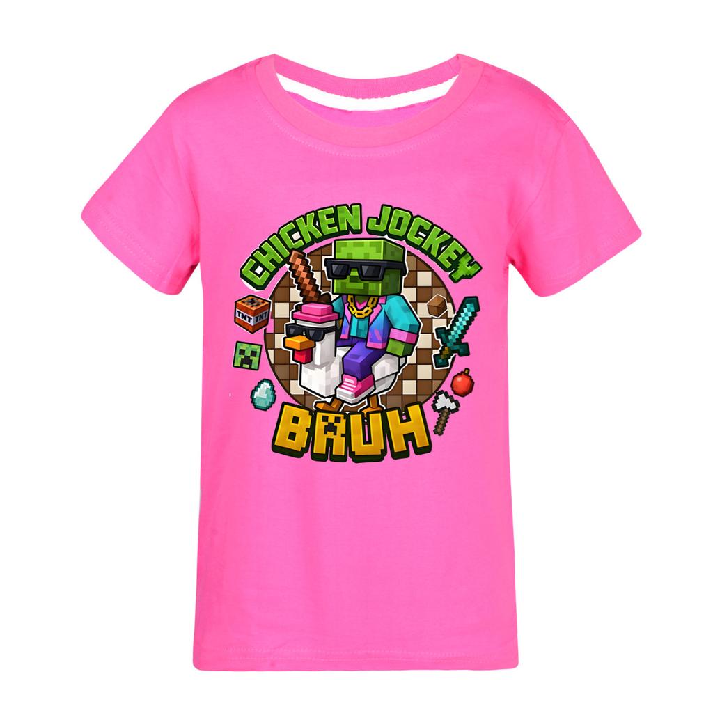 Chicken jockey summer short-sleeved T-shirt and pants suit for middle and large children 4519