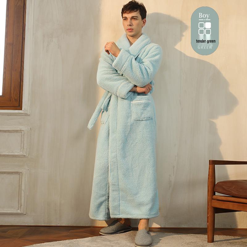 Mens & Womens Luxurious Extra Long Fleece Bathrobe - Thick, Plush, Plus Size Autumn/Winter Pajamas for Couples