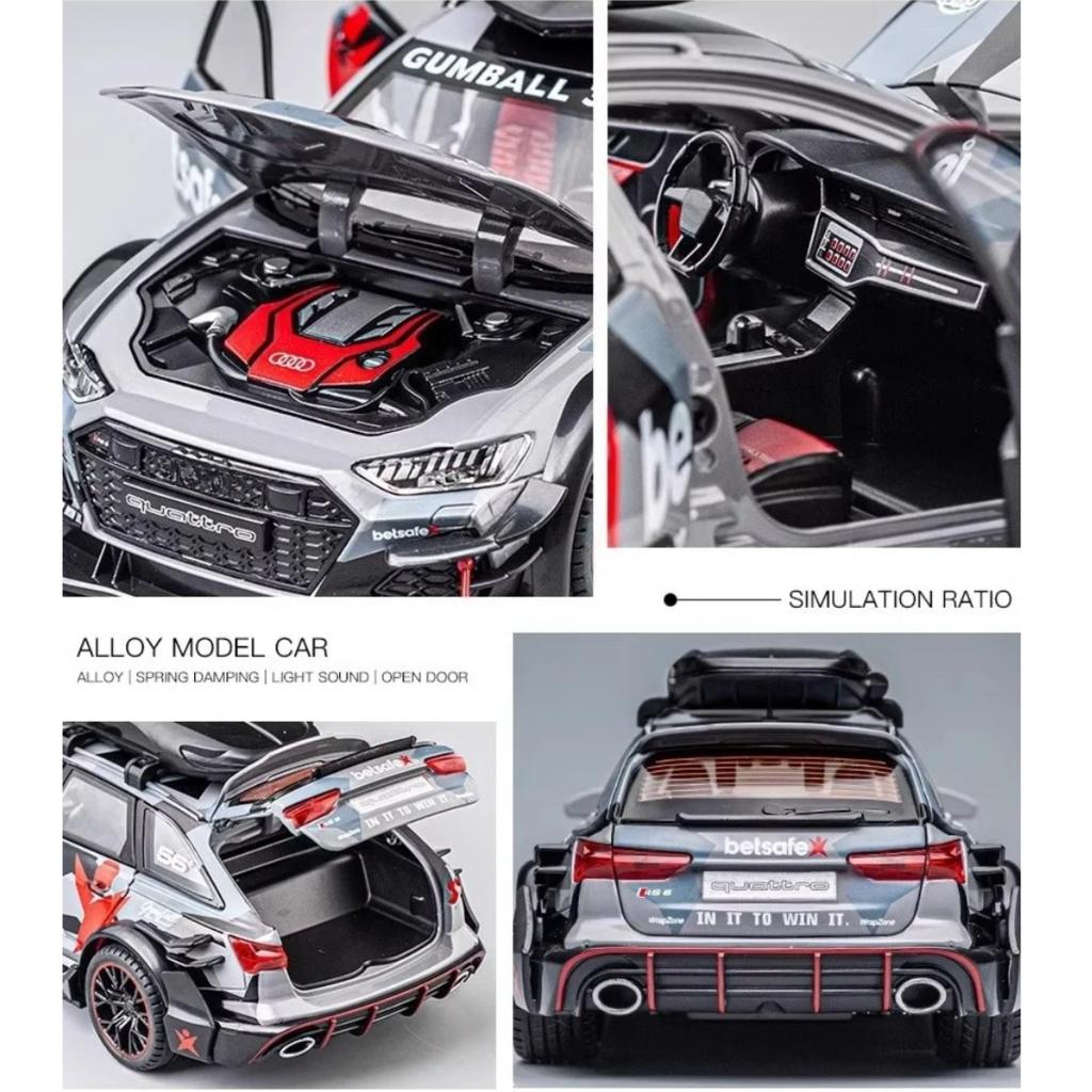 Mașină Model Aliaj Turnat Sub Presiune RS6 Racing Scară 1/24 - Articol Elegant de Colecție, Cadou Perfect pentru Iubit, Obiect de Colecție demn de Expus