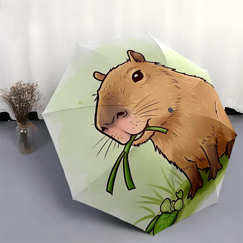 Capybara Themed Travel Umbrella 8 Ribs Automatic Opening and Closing,Portable Folding Design,Compact and Stylish Umbrella Suitable for Out