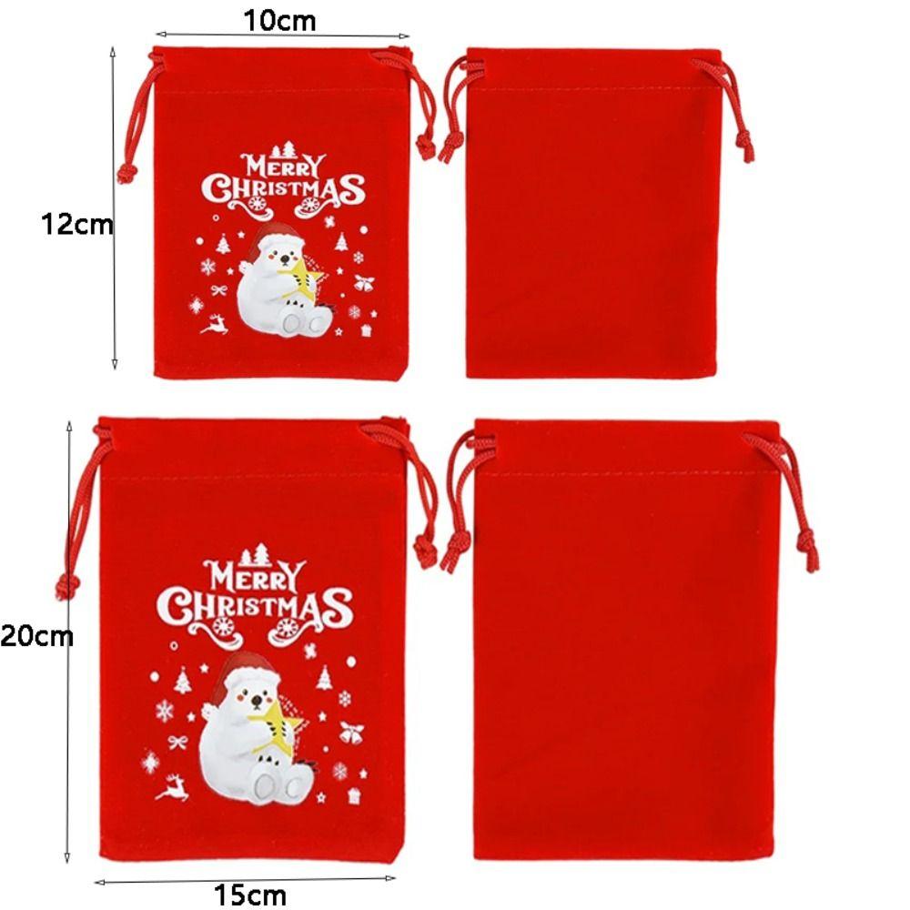 5pcs Random Mixed Patterns Red Christmas Velvet Bags Green Blue Xmas Gift Bags  Jewelry
