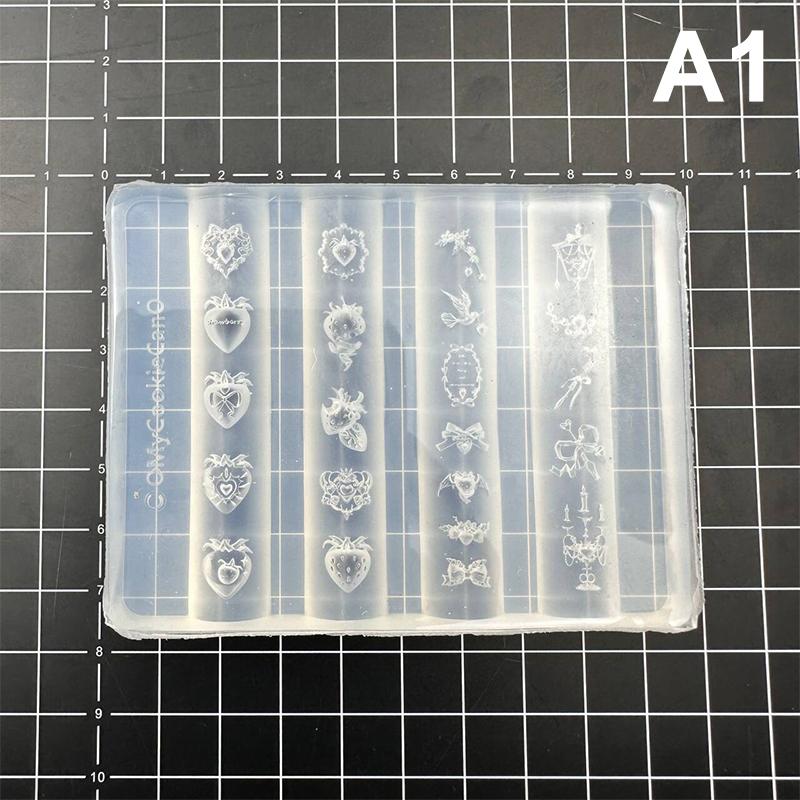 1Pcs Strawberry Silicone Nail Mold Nail Art Nail Template Nail Art Decorations Flute Instrument Shape Relief Manicure Mold