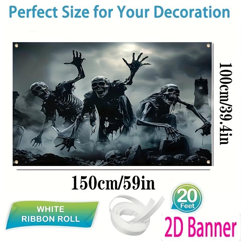 2D Banner, 1 Piece, Halloween Party Banner, Multi-sized Polyester Material, Gothic Zombie Apocalyptic Theme