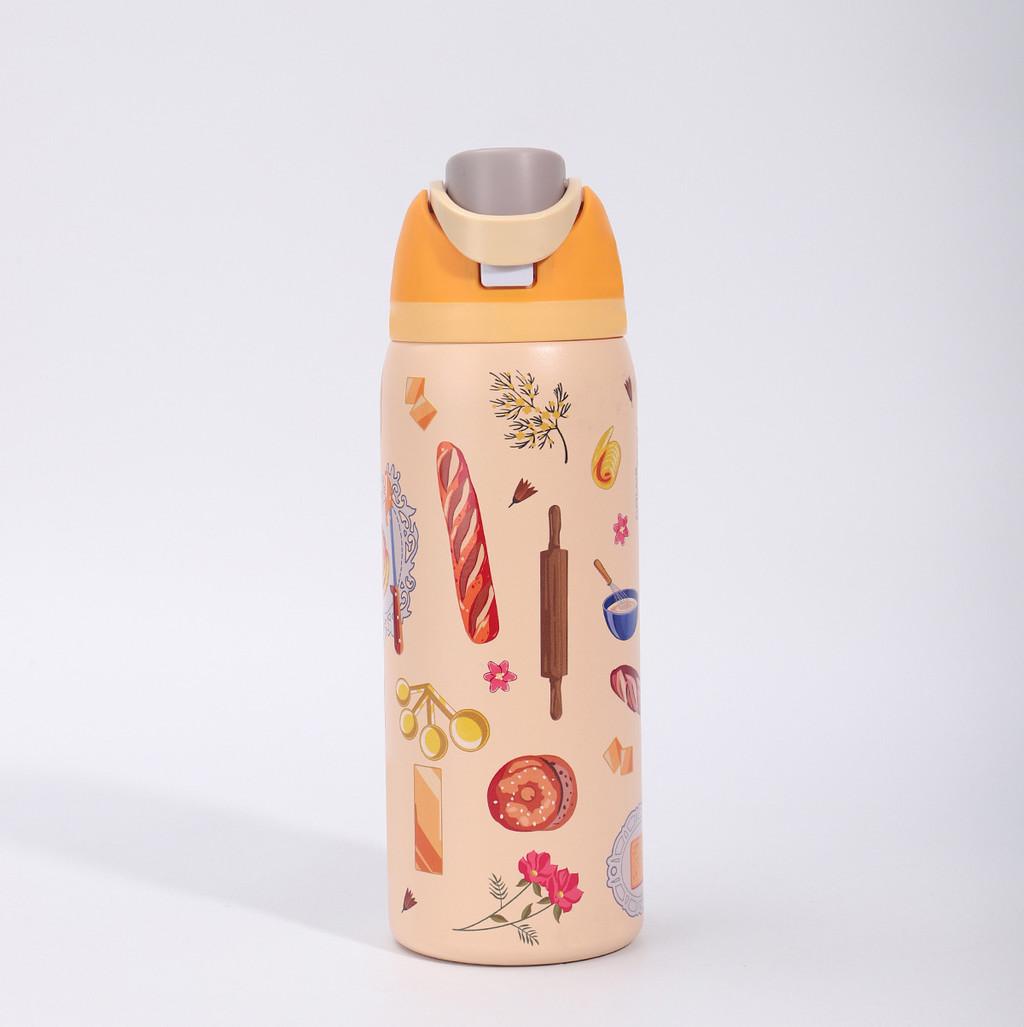 32oz Große Kapazität Edelstahl Reisebecher Tragbar Isoliert Tasse Für Büro Reisen Fitness Sport Orange beige