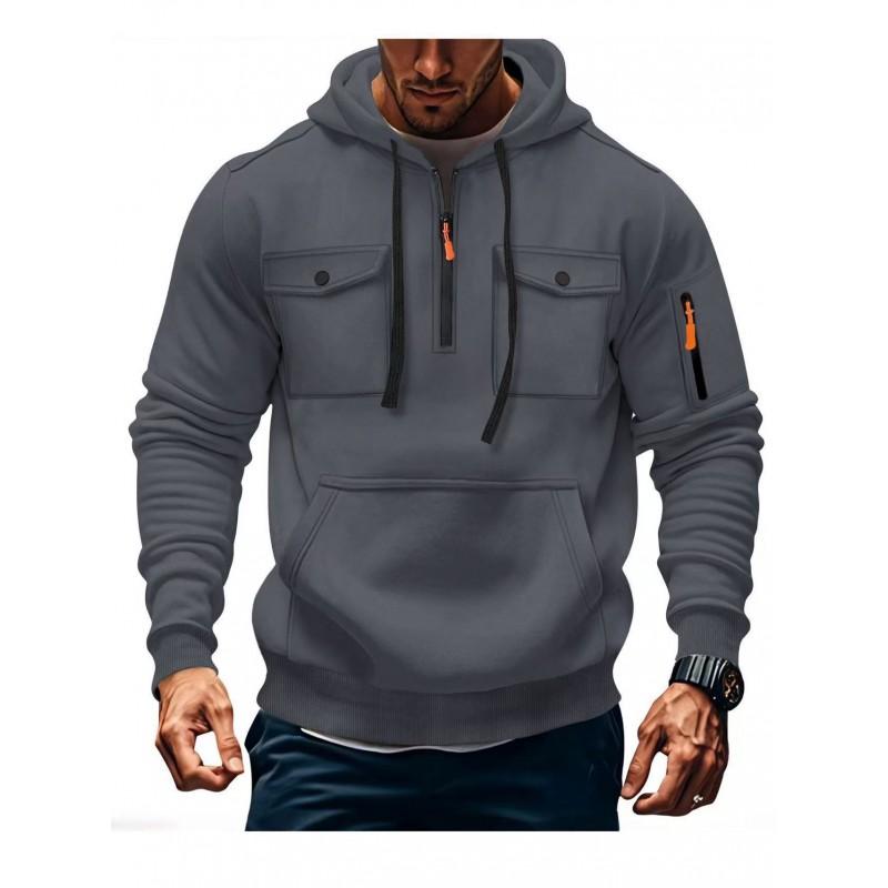 Mens Winter Hooded Zip-Up Sweatshirt Thick Fleece Lined Casual Streetwear Oversized Fit