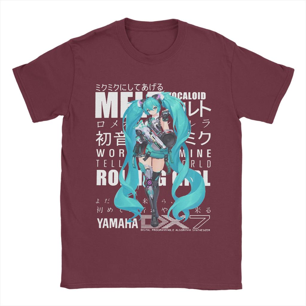 Hatsune Mikus Vocaloid Girl T-Shirt Herren Baumwoll-Oberteile Streetwear Rundhals Kurzarm