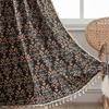 Living Room Bedroom Curtains Black Jacquard Flower Fringe Curtain Finished Kitchen Valance Bay Window Semi-shading Decoration