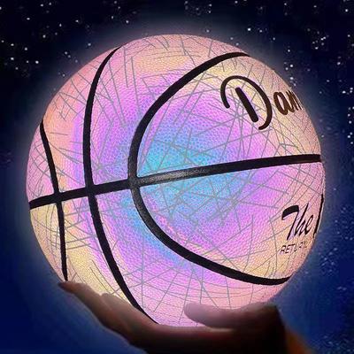 Glow-in-the-Dark Reflective Basketball Kids Adults Outdoor Night Play 5/6/7 Size PU Sport Ball With Accessories