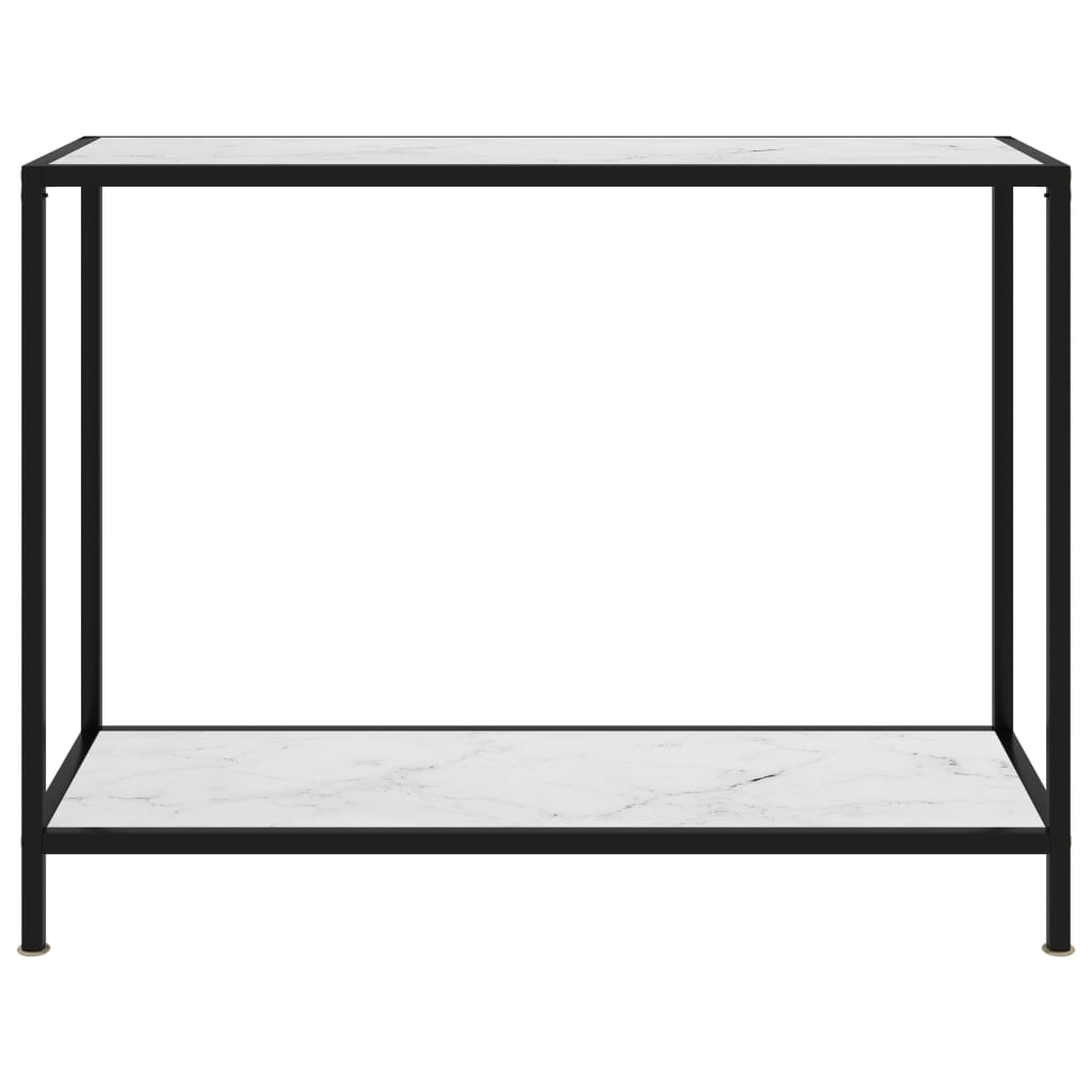 Console Table White 100x35x75 Cm Tempered Glass
