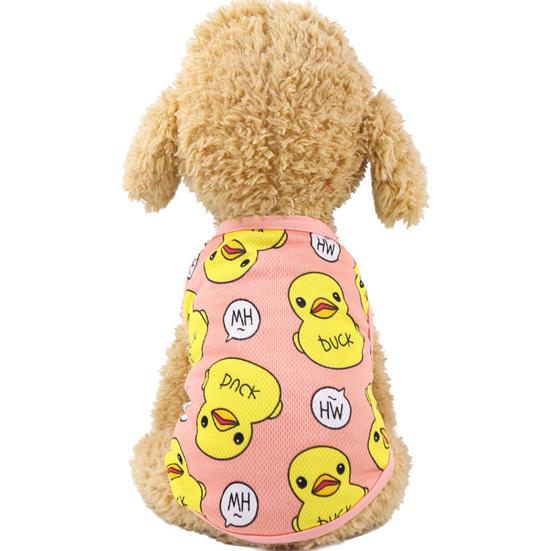 

Весна Лето Дышащий Мультяшный Узор Утка Кошка Собака Сетчатый Жилет Одежда для Питомцев XS розовый