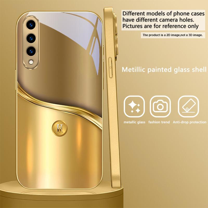 The letters of metal For Samsung A 31 32 A33 A34 35 14 A15 13 A16 25 A26 50 52 53 54 55 56 70 71 72 73 Golden glass phone case