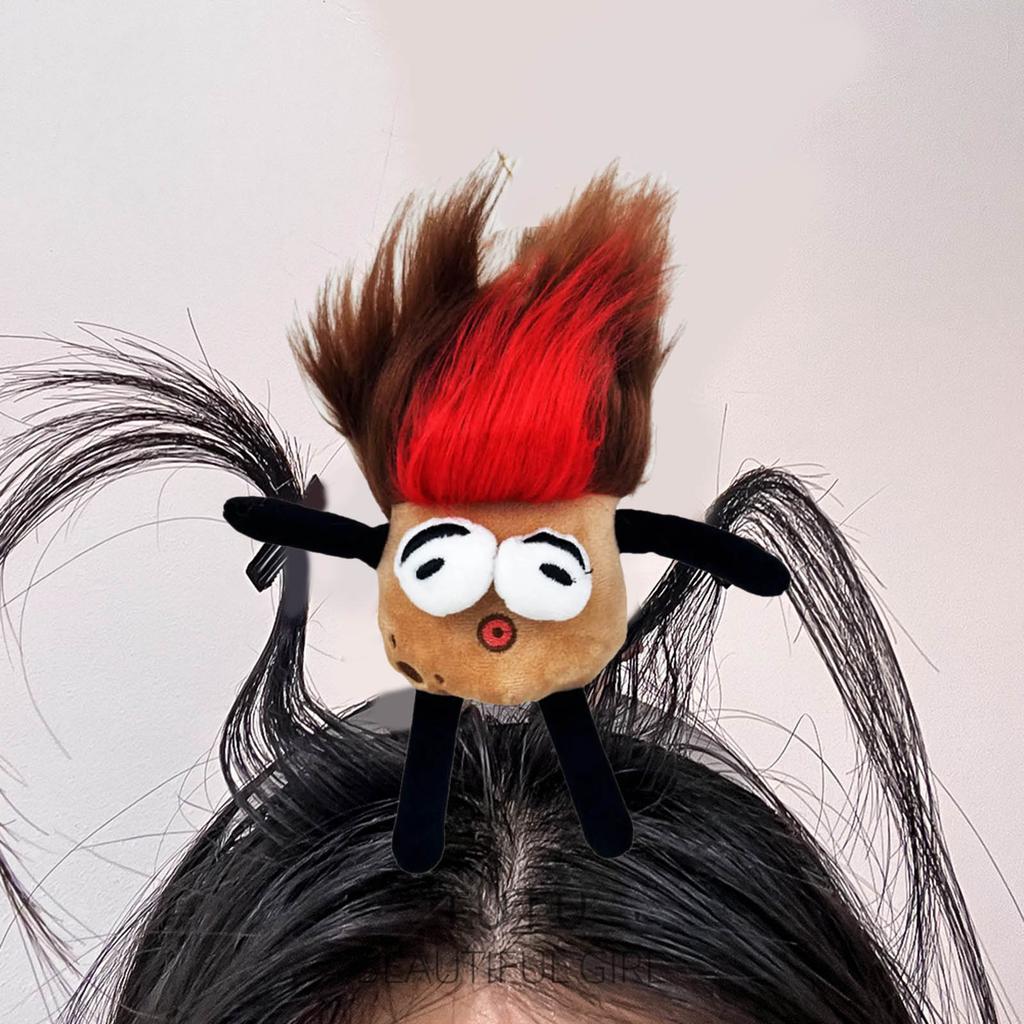 Cute Cartoon Doll Headband Funny Braided Doll Hairband Hair Hoop Hairpin Perfect for Party Cosplay Headdress Jewelry
