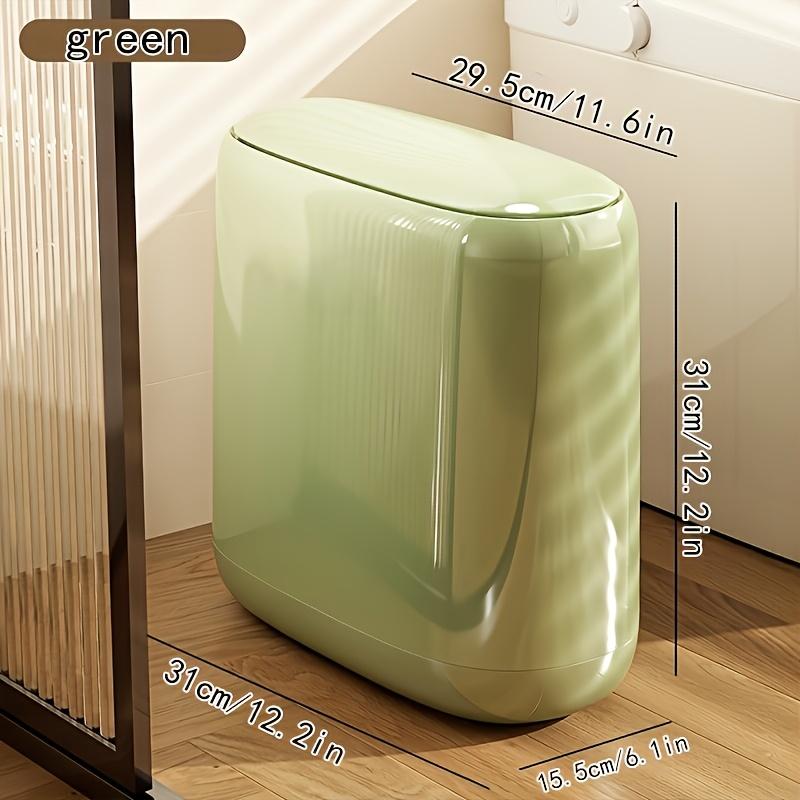 

Large-capacity covered trash cans, ultra-thin and narrow-gap kitchen and office trash cans, contact trash cans, odors isolated зелений