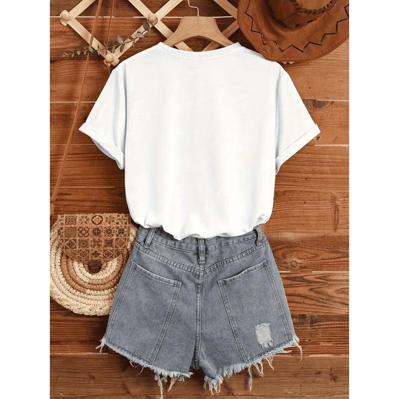 Damski spersonalizowany T-shirt Mama z własnym imieniem Rodzina Okrągły dekolt Casual Na każdą porę roku Prezent na Dzień Matki Pamiątkowy T-shirt