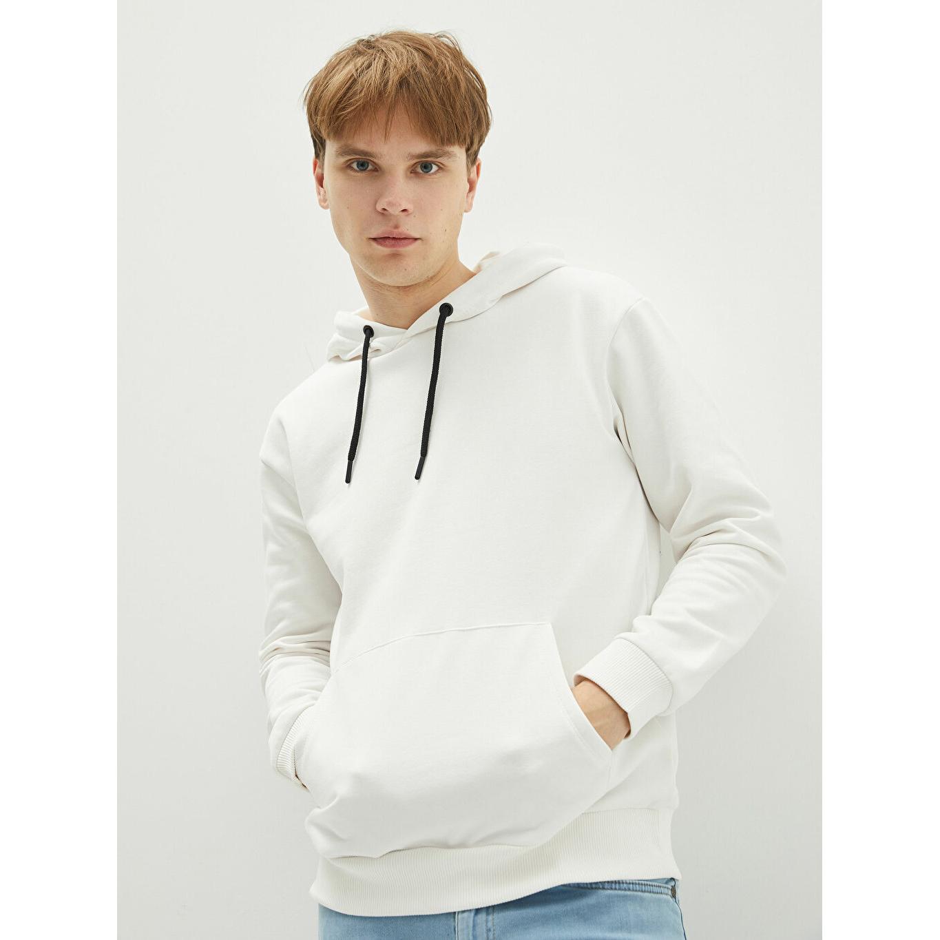 

LCW CASUAL Мужская толстовка с капюшоном и длинным рукавом, белая