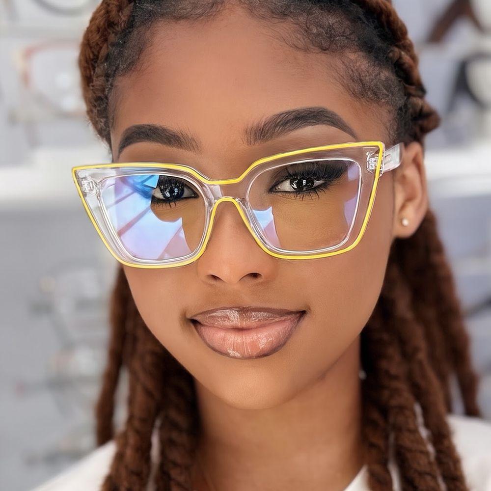 TR cat eye women's anti-blue light flat mirror spring leg paint plain glasses frame retro trendy glasses frame