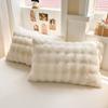 2pcs Warm Plush Fur Pillowcase Fluffy Pillow Cover Solid Color Sleep Pillowcase  Dormitory