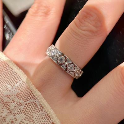 Lace Diamond Light Luxury Zircon Ring Women's Niche Design Exquisite and Versatile Open Index Ring