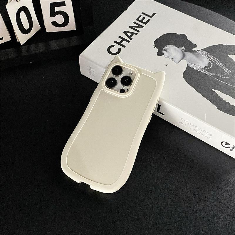 

Мягкий силиконовый чехол из ТПУ с мультяшными кошачьими ушками для iPhone 15 Pro Max 14 Plus 13 12 11 Pro, универсальный защитный чехол от падения iPhone 13 белый