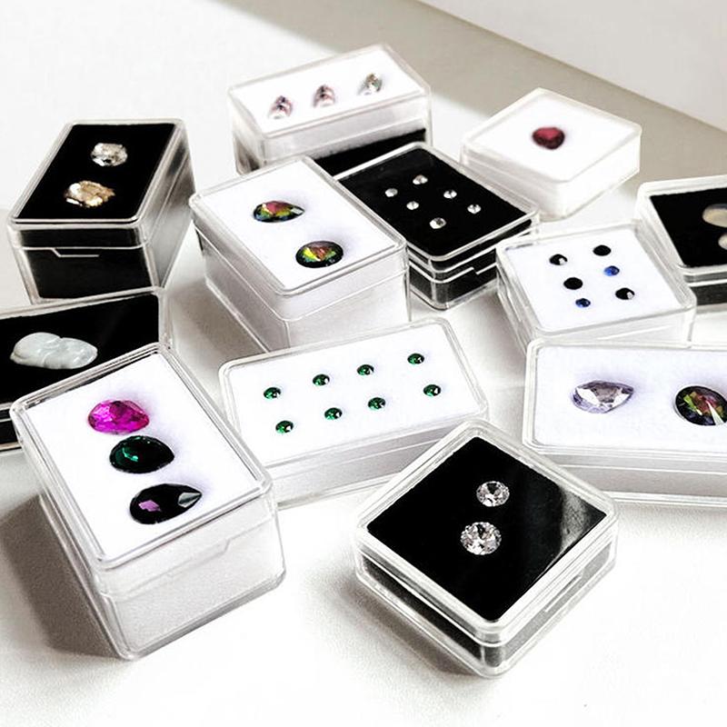 Clear Gem Storage Box - Foam-Padded Container for Loose Stones & Beads, Portable Jewelry Organizer with Secure Latch for Travel
