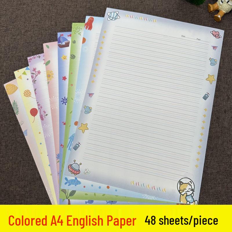 A4 Four-Line Grid English Letter Paper with Pinyin Card