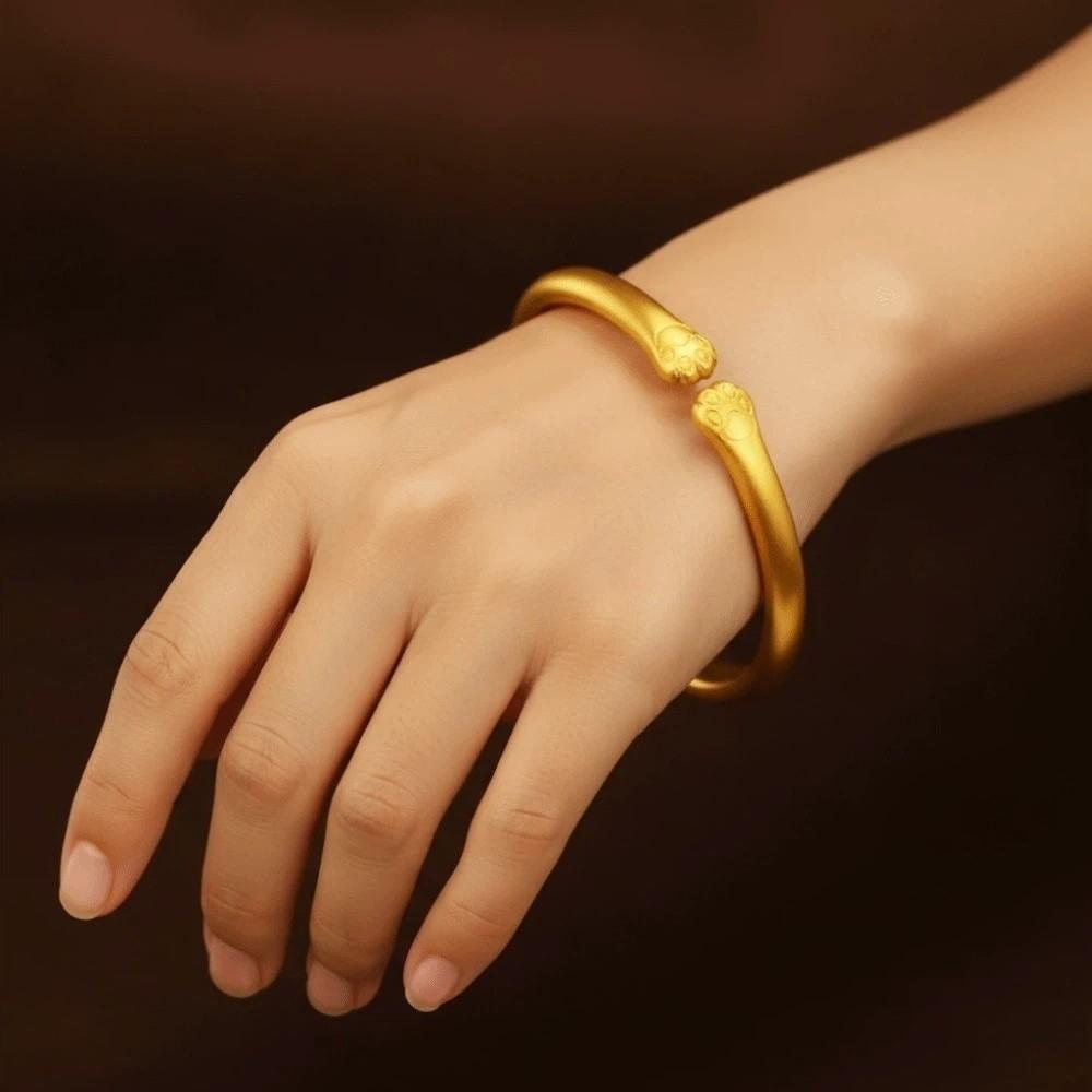 Baby Armlet Metal Opening Bangle Carved Pattern Frosted Golden Wrist Jewelry  Versatile