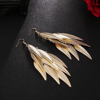 Orecchini con Frange Multistrato, Personalità di Nicchia Indiani, Orecchini Lunghi da Donna in Stile Retrò a Foglia di Salice