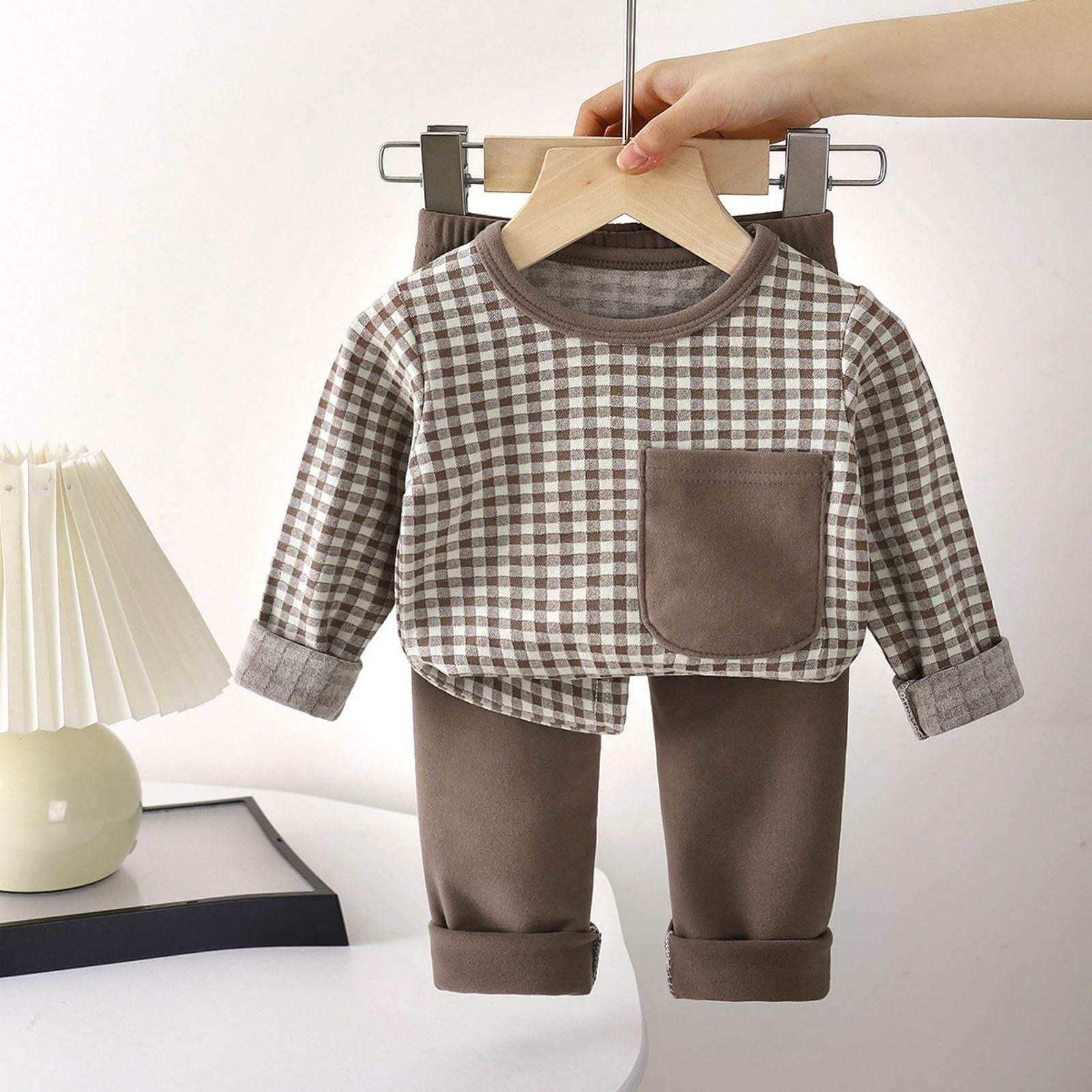 

Детская одежда для дома и пижамы для мальчиков и девочек, комплекты с длинными рукавами и брюками 120 коричневый