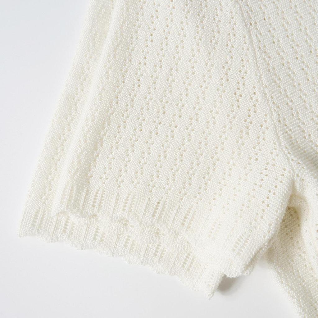 Northern Deer Lyocell Cotton Silk Knit Hollow Short Sleeve Top for Women - Spring Collection