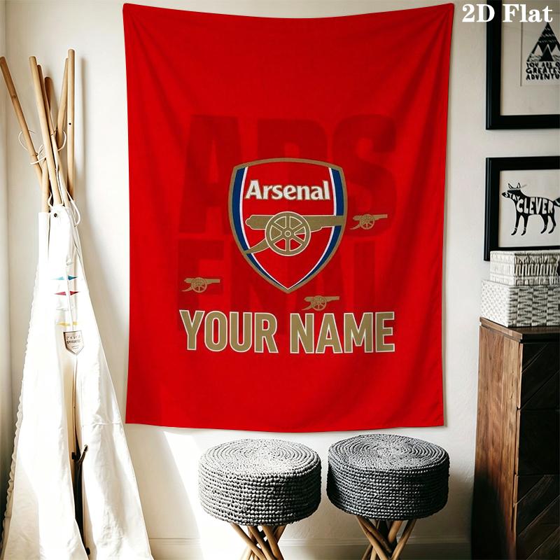 Custom Name Arsenal Wall Tapestry Aesthetic Wall Hanging Printed Fabric Blanket Decorative Tapestries for Bedroom Living Room Home Decor