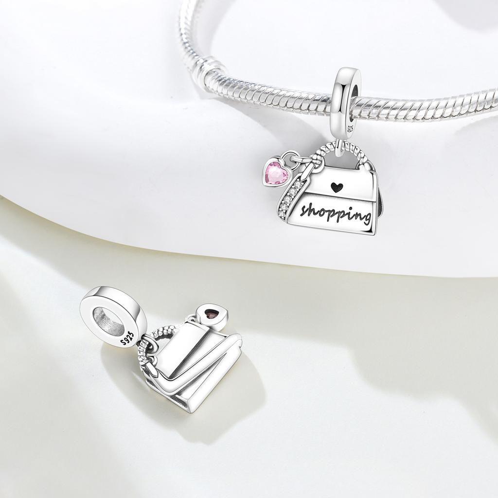 Copper Shopping Bag Original Pendants Bracelet Charms Jewelry Party Beads Diy Trendy Gifts