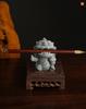 Qilin Green Sandstone Lion Statue Pen Holder Creative Desk Ornament
