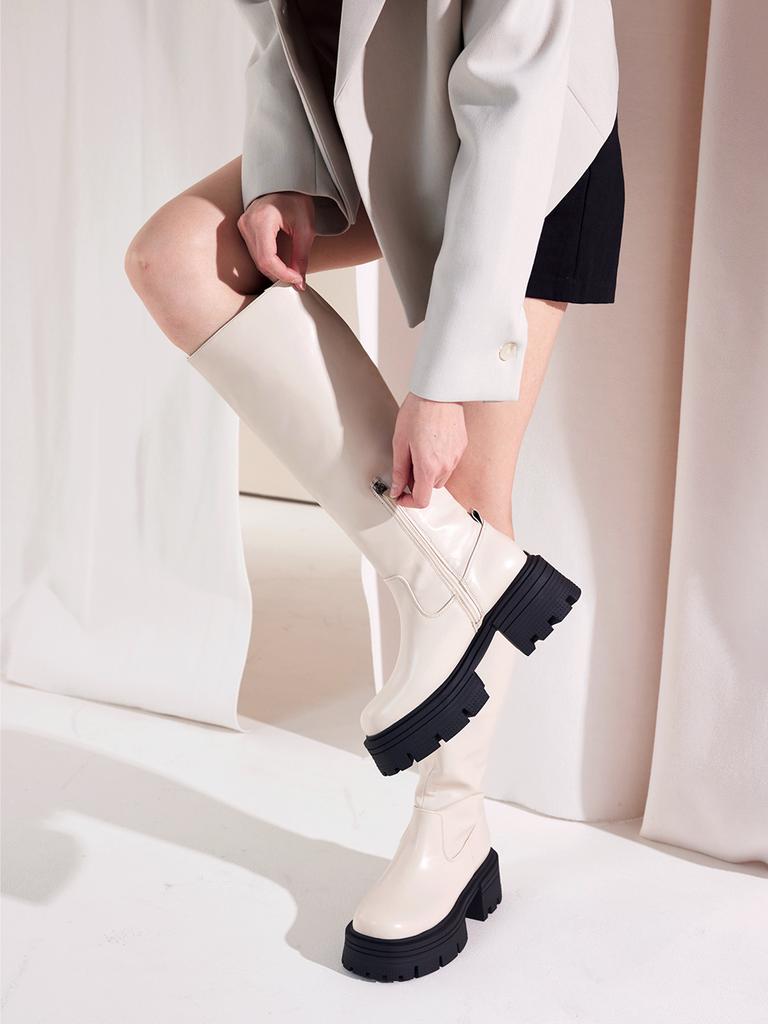 Cesti Fashion Slim High-Top Long Boots (Ivory)