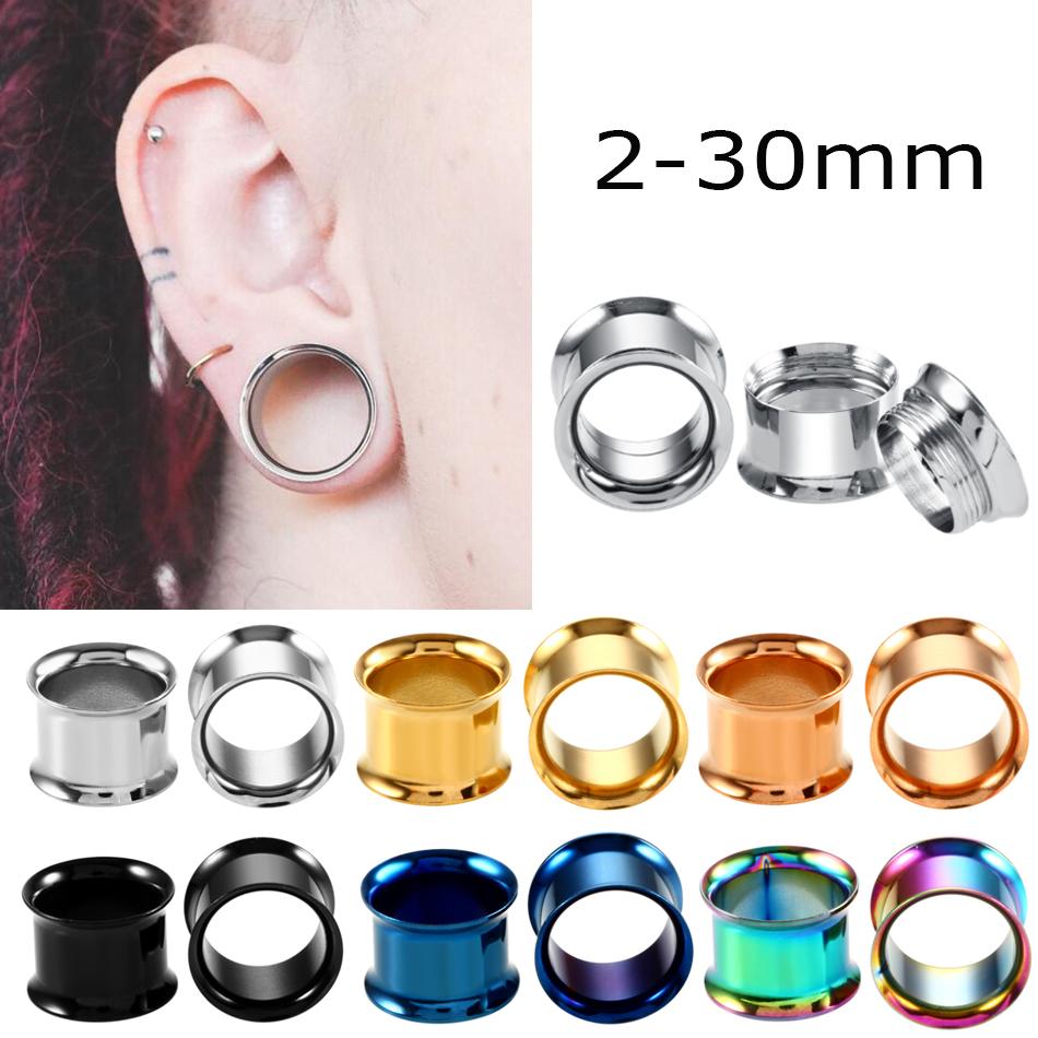 2Pcs/lot 2mm-30mm Stainless Steel Ear Stretcher Expanders Tunnels and Plugs Earrings Screwed Back Ear Dilations Ear Expansions