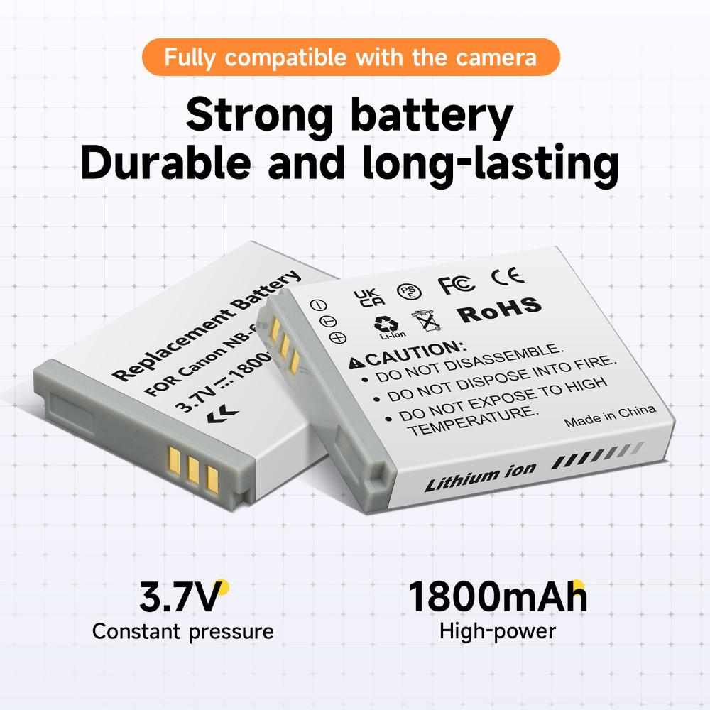 1800mAh NB-6L NB6LH NB-6LH Camera Battery with Dual Slot Charger For Canon PowerShot D30 D10 S120 S90 SX700HS IXUS210 SD35001S