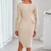 Women's  Long Sleeve Stylish Casual Polka-dot Knit Slim Dress