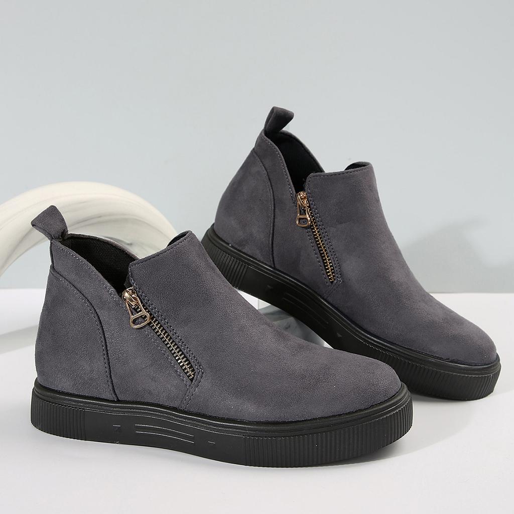 Fashion Comemore New Spring Autumn Round Head Ankle Boots for Women Flat Bottom High-top Casual Single Shoes Female Casual Solid Botines