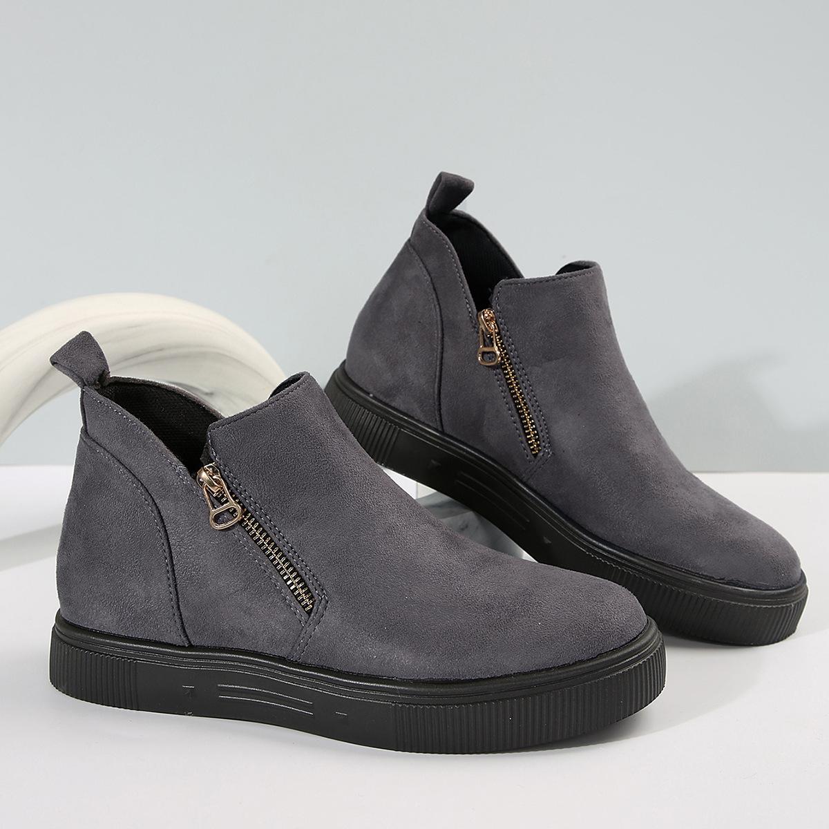 

Модные Comemore Новые Весенне-осенние Ботильоны с круглым носком для женщин на плоской подошве, высокие, повседневные, одинарные туфли, женские повседневные однотонные ботильоны 38 серый