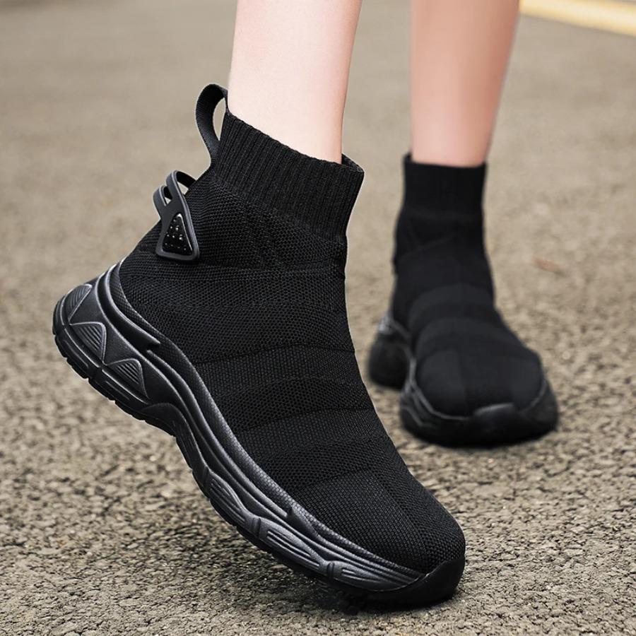 2025 Spring and Autumn New Flying Woven Large Size Casual Sports Shoes High Top Breathable Non-slip Couple 36-48 Ankle Boots