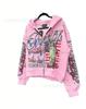 American retro free Muse 3D printed zipper hooded sweater, men's and women's high street graffiti cardigan Y2K trendy clothes