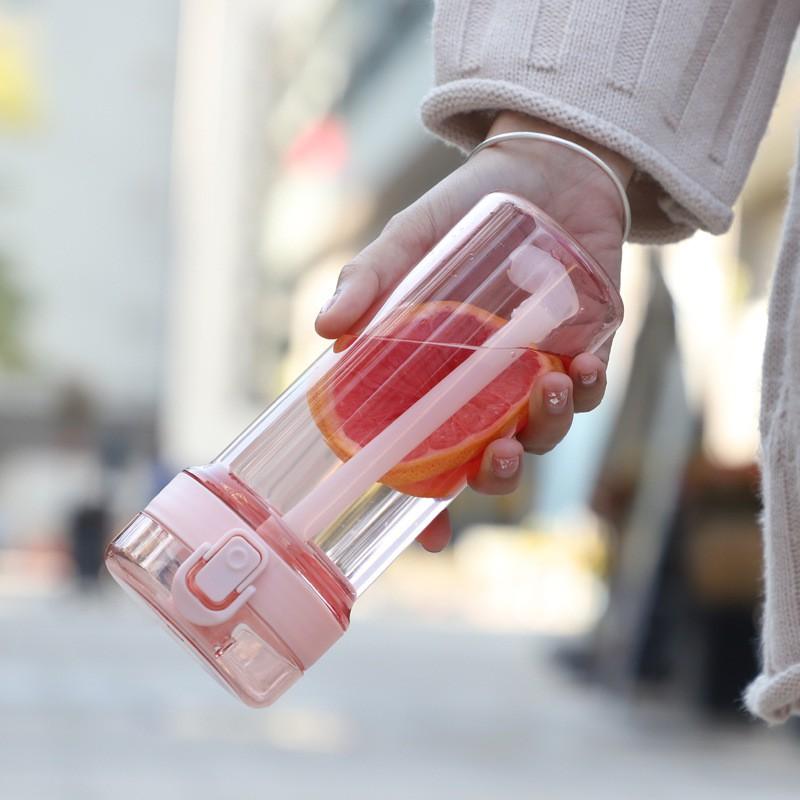 Portable Plastic Sipper Cup With Lid Kids Students BPA-Free Leakproof Travel Water Bottle 450ml In Pastel Colors