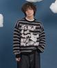 WAIKEI Striped Puppy Graphic Knit Red