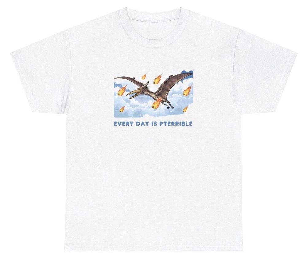 Everyday Is Pterrible T Shirt Funny Pterodactyl Dinosaur Unisextal Health Humor Tee S