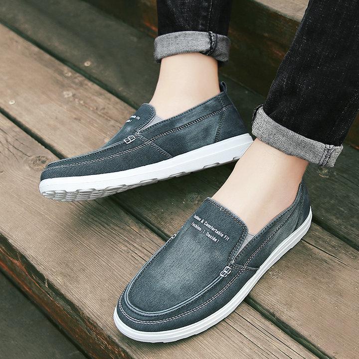 Fashion Canvas Men Shoes Loafers 2024 Fashion Brand Canvas Shoes Comfort Breathable Slip On Casual Shoes Autumn Flats Size 39-47