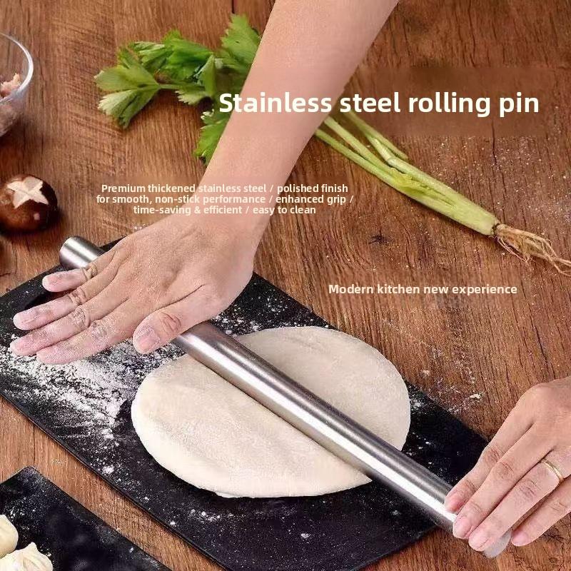 Stainless Steel Rolling Pin, Household Non-stick Rolling Dumpling Tool, Noodle Stick Baking Rolling Pin