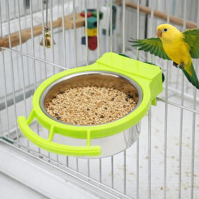 Stainless Steel Bird Feeding Dish Durable Hanging Bird Bowl Bird Drinking Cup  Bird Perch