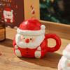 360ML Christmas Gift Mug Santa Claus Ceramic Breakfast Drinkware Wide Mouth with Handle and Lid Santa Claus Ceramic Cup