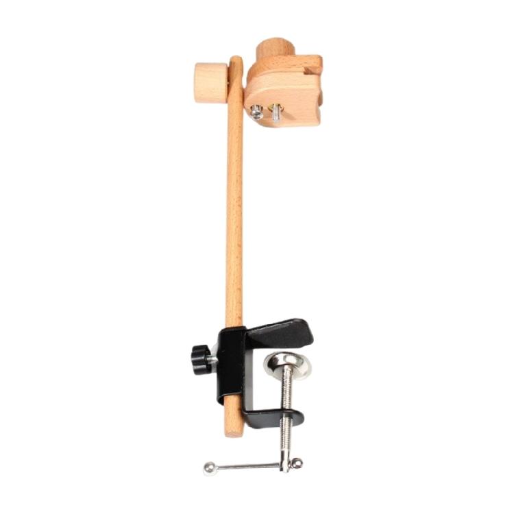 Embroidery Stand for Needlework, Desk Side Clamp Support with Rotating Head, Wood Finish, 0-1.77in Clamp Opening, Thread Frame Use